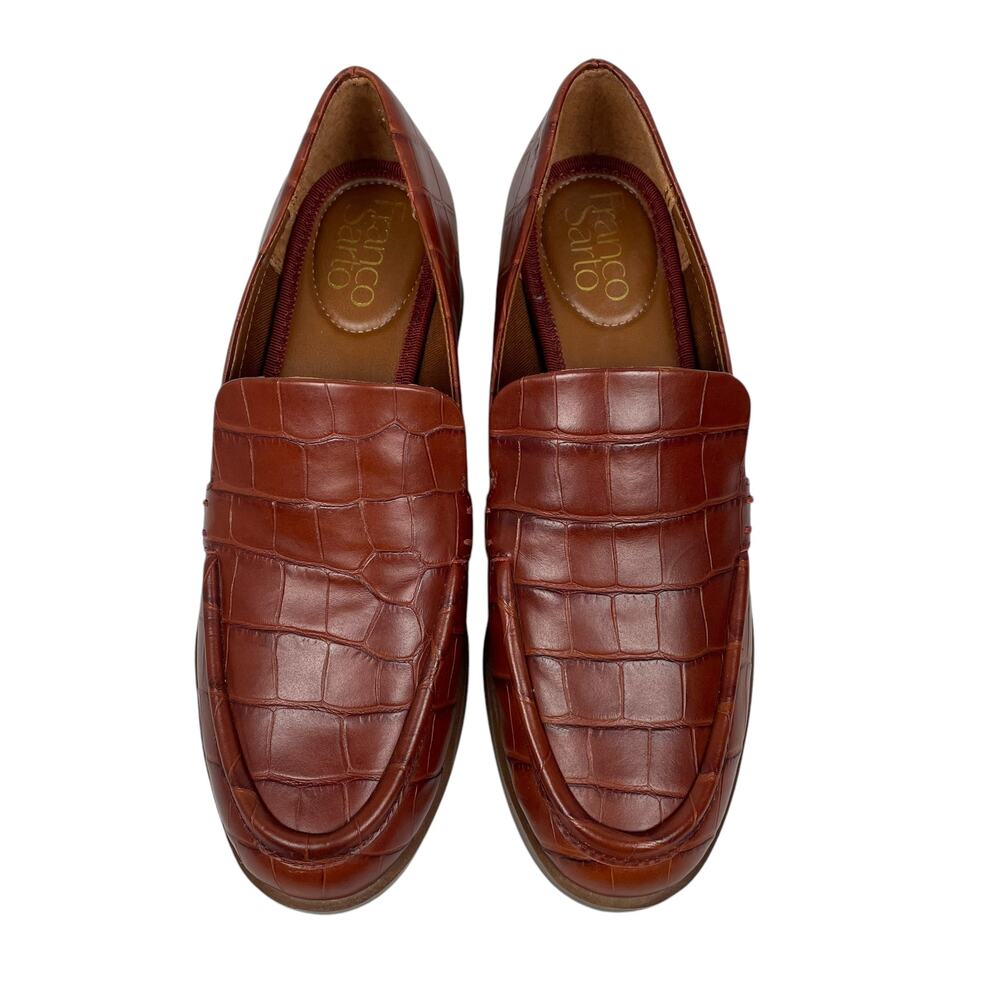Franco Sarto Brown Gator Leather Loafers - Women's Size 6